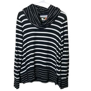 Cupio Cowl Neck Striped Long Sleeve Shirt